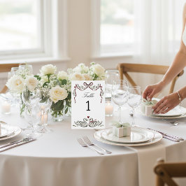 Numeração De Mesa Romantic Swans & Bow Table Number card