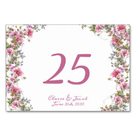 Numeração De Mesa Rompante Rosa Floral Aquarela Script