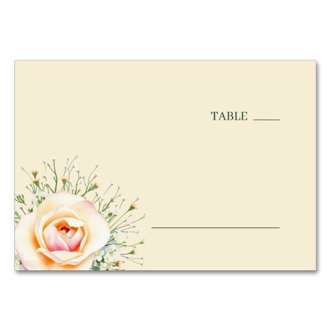 Numeração De Mesa Rosa Botânica Pastel Tranquila (Frente)