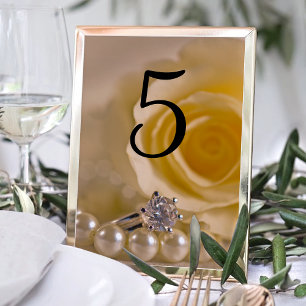 Numeração De Mesa Rosa branco, anel e pérolas Wedding números da