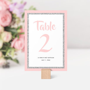 Numeração De Mesa Rosa claro de Glittery Bat Mitzvah e Prata