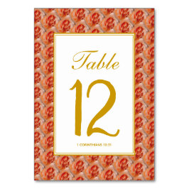 Numeração De Mesa ROSA CORAL Floral Elegante CASAMENTO Cristão