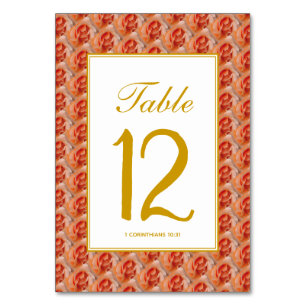 Numeração De Mesa ROSA CORAL Floral Elegante CASAMENTO Cristão