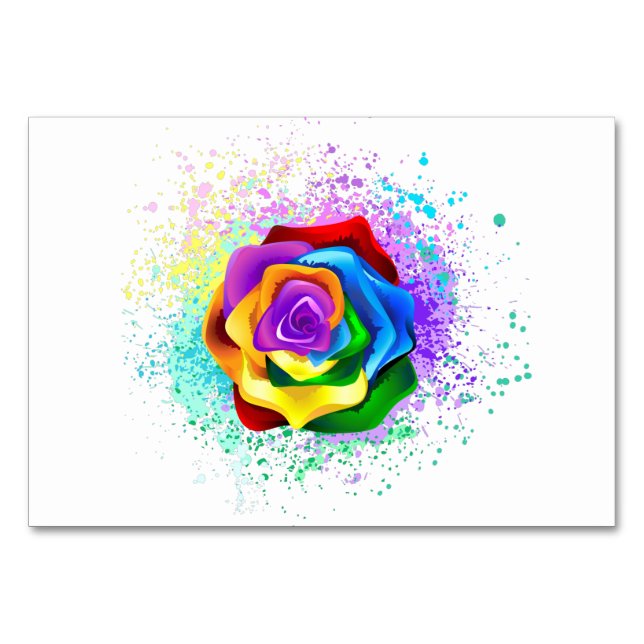 Numeração De Mesa Rosa de arco-íris colorido (Frente)