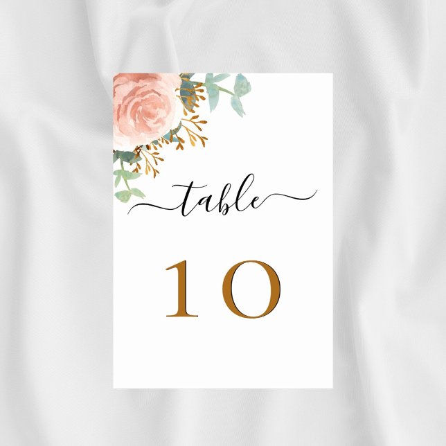 Numeração De Mesa Rosa de casado com ouro eucalipto verde (Criador carregado)