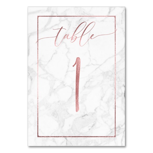 Numeração De Mesa Rosa de Faux PixDezines Dourado/Mesa n.o 1+/Marble (Frente)