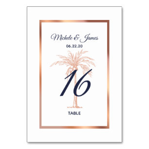 Numeração De Mesa Rosa de Ouro Cobre Azul Marinho Casamento