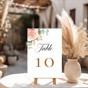 Numeração De Mesa Rosa de ouro eucalipto verde floral