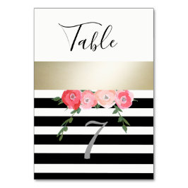 Numeração De Mesa Rosa de ouro moderno Black/White strips