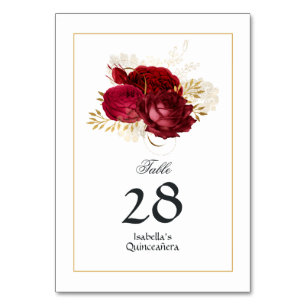 Numeração De Mesa Rosa de Quinceañera, vermelho e Dourado