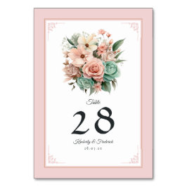 Numeração De Mesa Rosa Desbotada, Verde Menta e Casamento Floral Beg