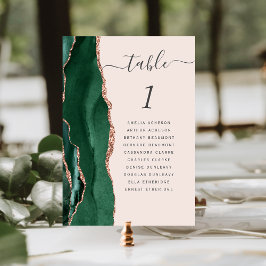 Numeração De Mesa Rosa Dourada Verde Esmeralda Ágata Casamento