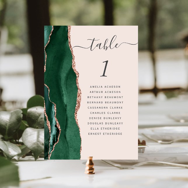 Numeração De Mesa Rosa Dourada Verde Esmeralda Ágata Casamento (Criador carregado)