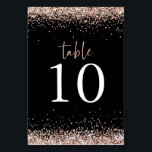 Numeração De Mesa Rosa Dourado Arranjo de Script de Largura Preto<br><div class="desc">Rosa Dourado Esboço-Lho Negra. A mesa está em um script de estilo de escrita manual definido e seu número de tabela abaixo com bordas de falso brilho e fundo preto clássico. . Personalize facilmente o número. O mesmo design também está atrás.</div>