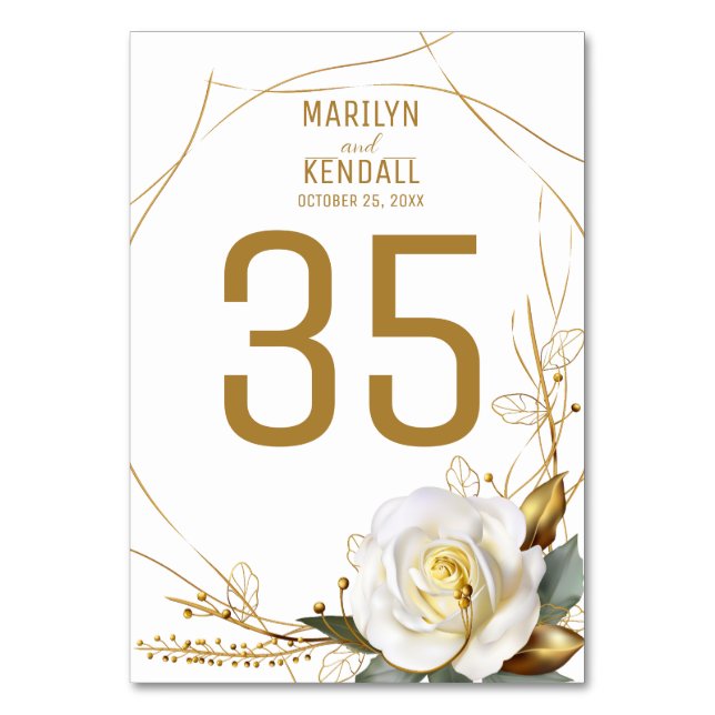 Numeração De Mesa Rosa Dourado Casamento Floral (Frente)