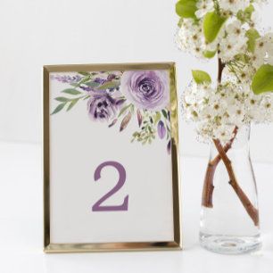 Numeração De Mesa Rosa Floral de Roxo Número da Tabela de Casamento