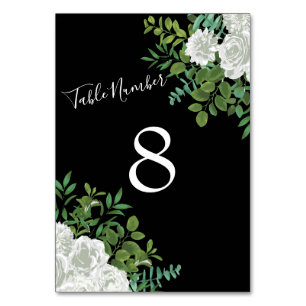 Numeração De Mesa Rosa Floral Preto e Branco Casamento