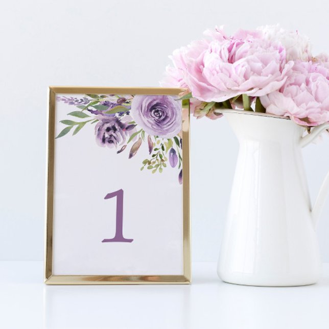 Numeração De Mesa Rosa Floral Roxo Número da Tabela de Casamento da  (Criador carregado)