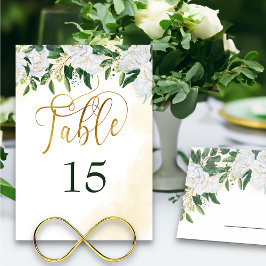 Numeração De Mesa Rosa Floral Verde e Branco Dourado