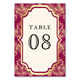 Numeração De Mesa Rosa Fúcsia Renda Dourada Casamento Indiano