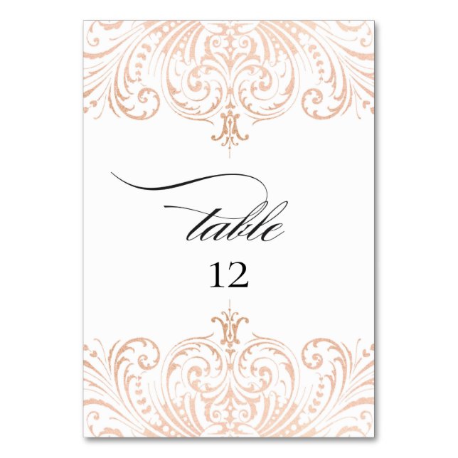 Numeração De Mesa Rosa Gold Foil Boho Chic Table Number Casamento (Frente)
