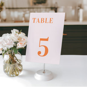 Numeração De Mesa Rosa Laranja Bege Apricot Crush Mesa 7 Casamento