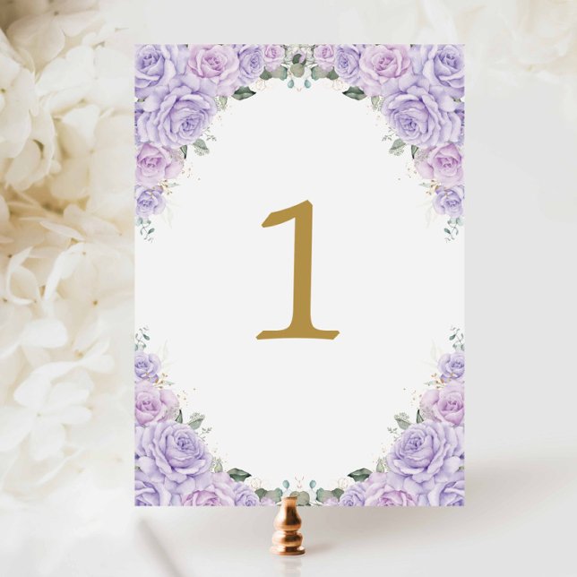 Numeração De Mesa Rosa Lilás Roxo Floral Aniversário Doce 16 Casamen (Criador carregado)