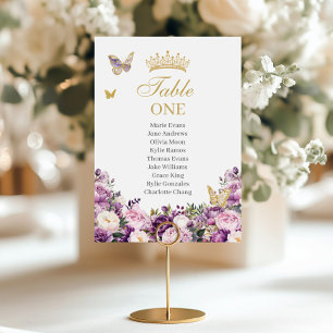 Numeração De Mesa Rosa Lilás Roxo Floral Quinceanera 