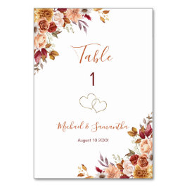 Numeração De Mesa Rosa russo e Casamento outono de crisântemo