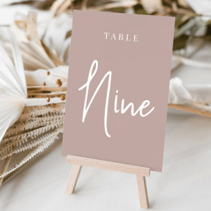 Numeração De Mesa Rosa Taupe Scripting Mesa Mão NINE