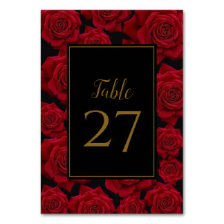 Numeração De Mesa Rosa vermelha Elegante - Casamento