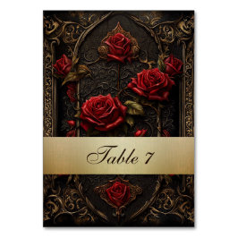 Numeração De Mesa Rosa vermelha gótica