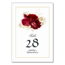 Rosa Vintage Vermelha e Dourada Quinceañera