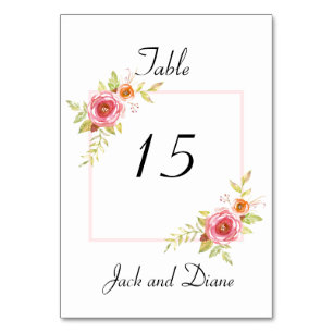 Numeração De Mesa Rosa Watercolor Floral Wedding