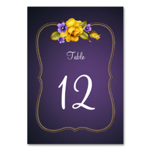 Numeração De Mesa Rosas Amarelas Violetas Roxas Douradas Quadro