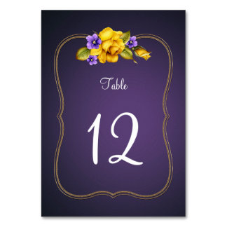Numeração De Mesa Rosas Amarelas Violetas Roxas Douradas Quadro