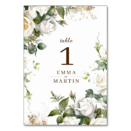 Numeração De Mesa Rosas brancas Casamento Elegante Floral