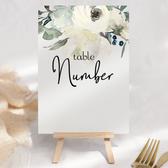Numeração De Mesa Rosas Brancas de Marfim Número da Mesa de Casament (Criador carregado)