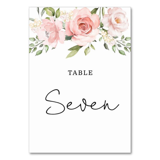 Numeração De Mesa Rosas cor de rosa floral número da mesa de casamen (Frente)