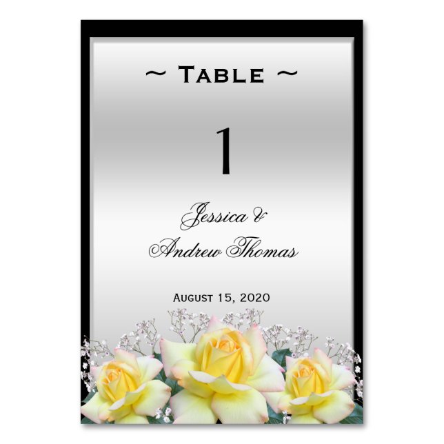 Numeração De Mesa Rosas Elegantes Chic Casamento Prata (Frente)
