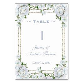 Numeração De Mesa Rosas Elegantes e Casamento Floral com Borda Prate
