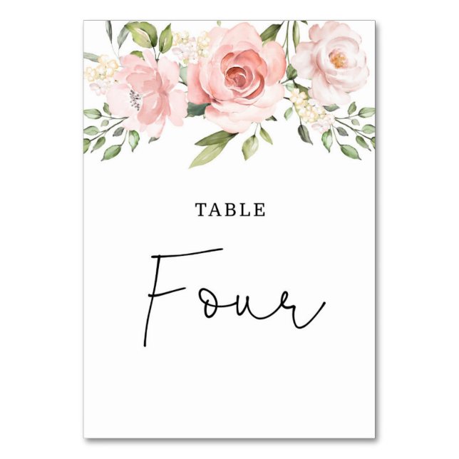 Numeração De Mesa Rosas florais rosadas número da mesa de casamento (Frente)