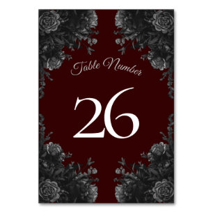 Numeração De Mesa Rosas Góticas Cinza Preto Carmesim Casamento