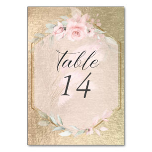 Numeração De Mesa Rosas Rosa Esbranquiçadas Rosa e Douradas