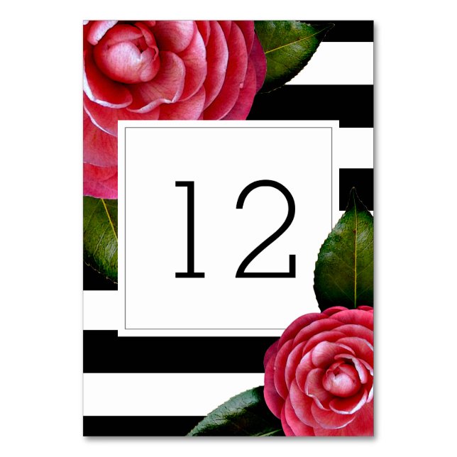 Numeração De Mesa Rosas Rosa + Número da Tabela de Stripes (Frente)