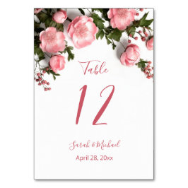 Numeração De Mesa Rosas Selvagens 3D Brancas Casamento