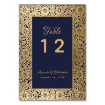 Rosas Selvagens Elegantes Azul Naval Dourado Vinta