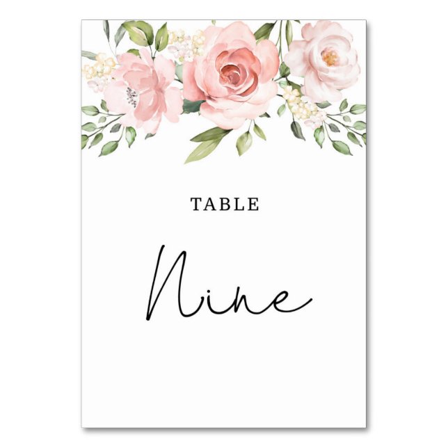 Numeração De Mesa Rosas tom rosa floral número de mesa de casamento (Frente)
