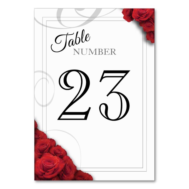 Numeração De Mesa Rosas Vermelhas e Número de Mesa com Ondulação (Verso)