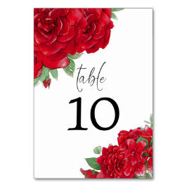Numeração De Mesa Rosas Vermelhas Ricas Florais Moderno Script Casam
